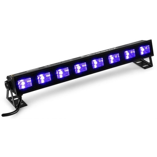 LED light bar with blue lights on a white background