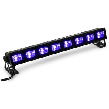 LED light bar with blue lights on a white background
