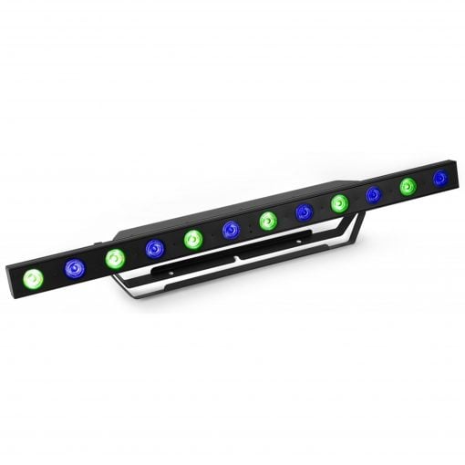LED light bar with colorful lights on a white background