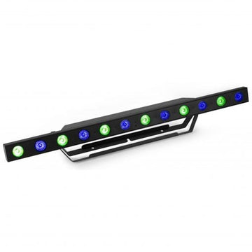 LED light bar with colorful lights on a white background