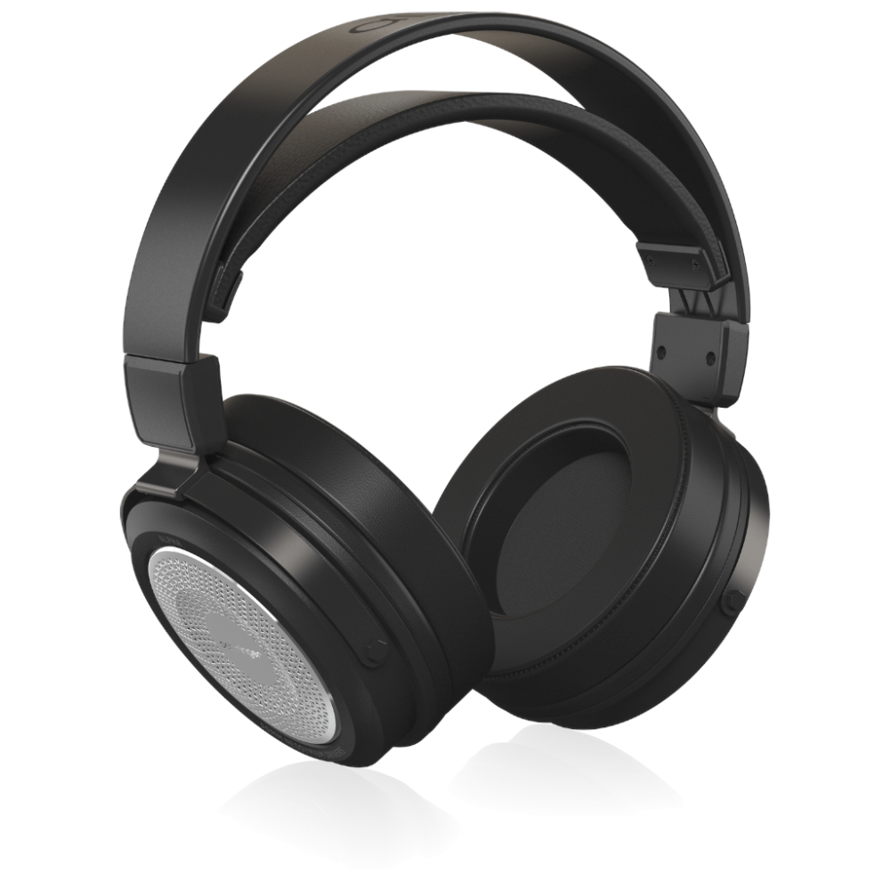 Black over-ear headphones on a white background