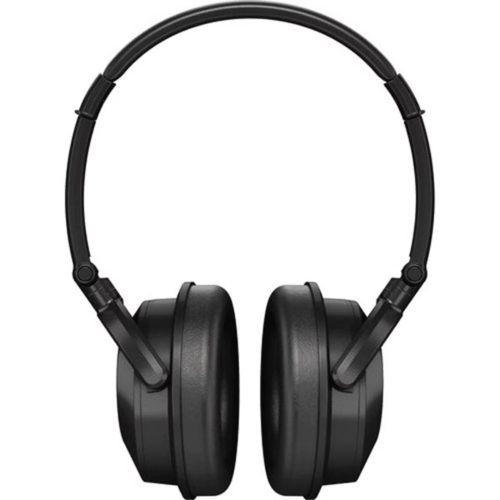 Black headphones with Behringer logo on a white background
