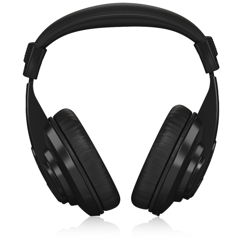 Black over-ear headphones on a white background
