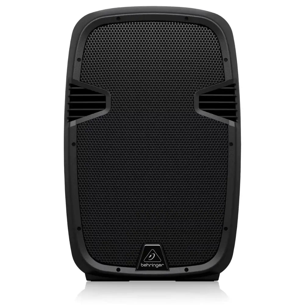 Black speaker with Behringer logo on a white background