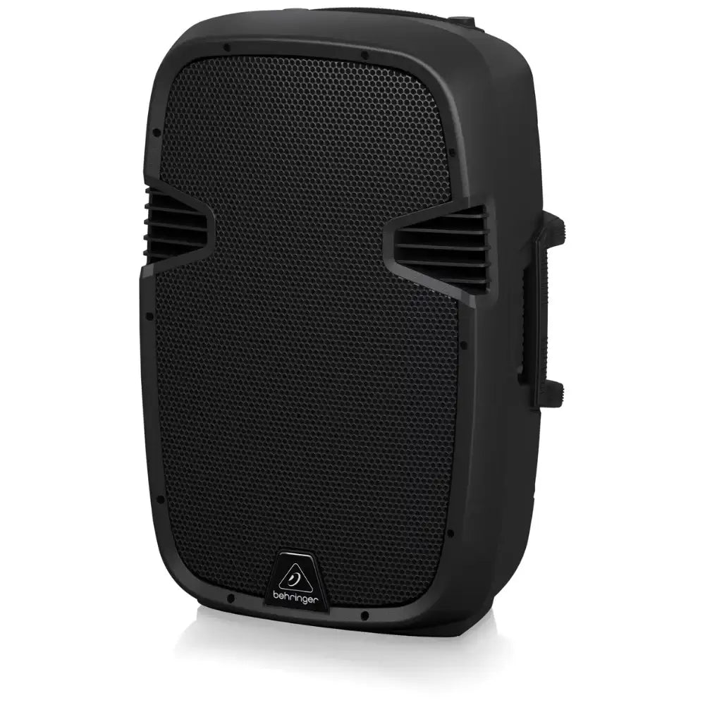 Black speaker with Behringer logo on a white background