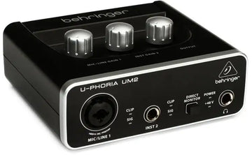 Behringer U-Phoria UM2 audio interface on a white background