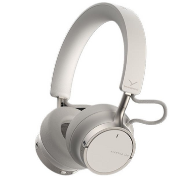 Silver headphones on a white background