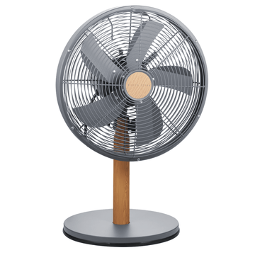 Boden Stark 30 cm Oscillating Desk Fan - 3-Speed Grey/Wood Finish Table Fan (DEMO, OPEN BOX, NO WARRANTY)