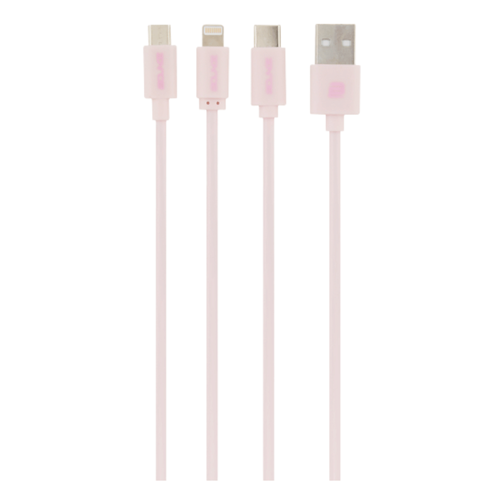 Bounce Cord series 3 in 1 charge cable 1m - Pink BO-20010-PK[V1] (DEMO, OPEN BOX, NO WARRANTY)