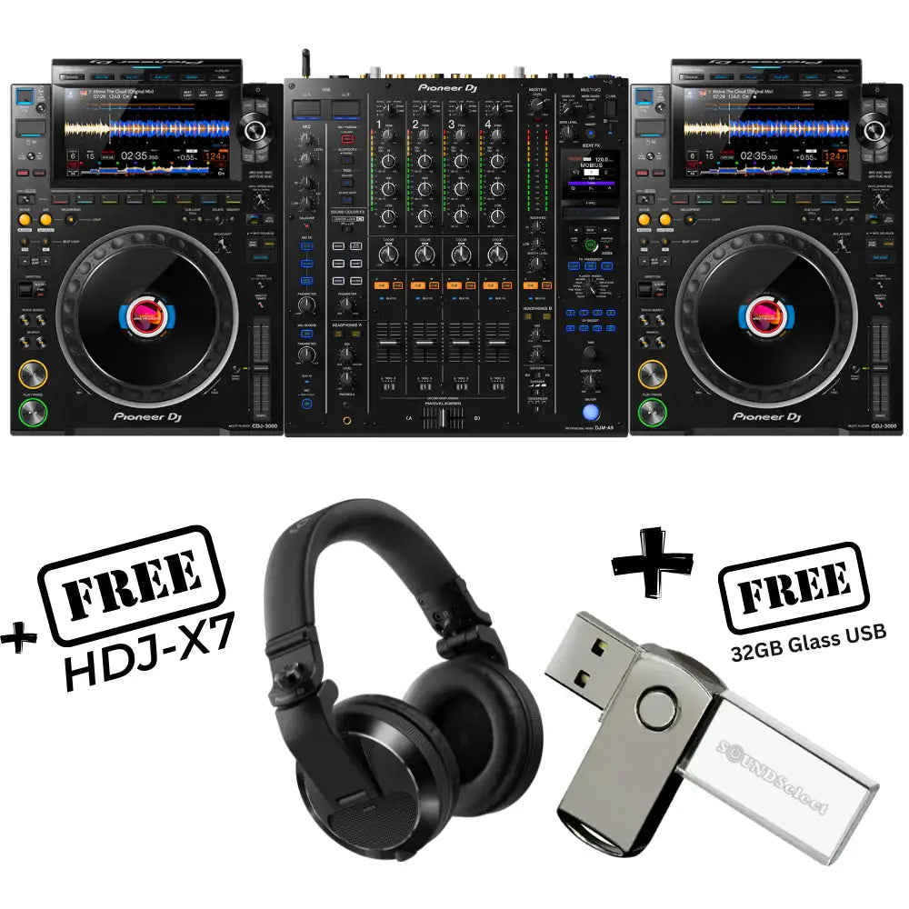 Pioneer CDJ3000 + DJM-A9 Bundle (FREE PIONEER HDJ-X7S & 32GB USB)