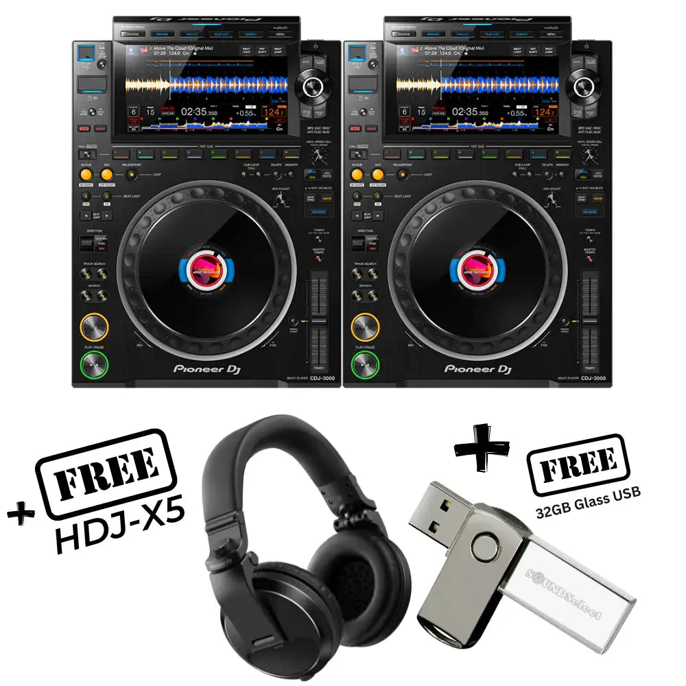 Pioneer CDJ3000 - PAIR (FREE PIONEER HDJ-X5 & 32GB USB)