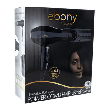 Carmen Ebony Power Comb Hairdryer 2000W SEL-1938 (DEMO, OPEN BOX, NO WARRANTY)