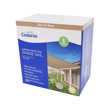 Coolaroo Everyday Shade Sail 5x3m Rectangle - Beech (DEMO, OPEN BOX, NO WARRANTY)