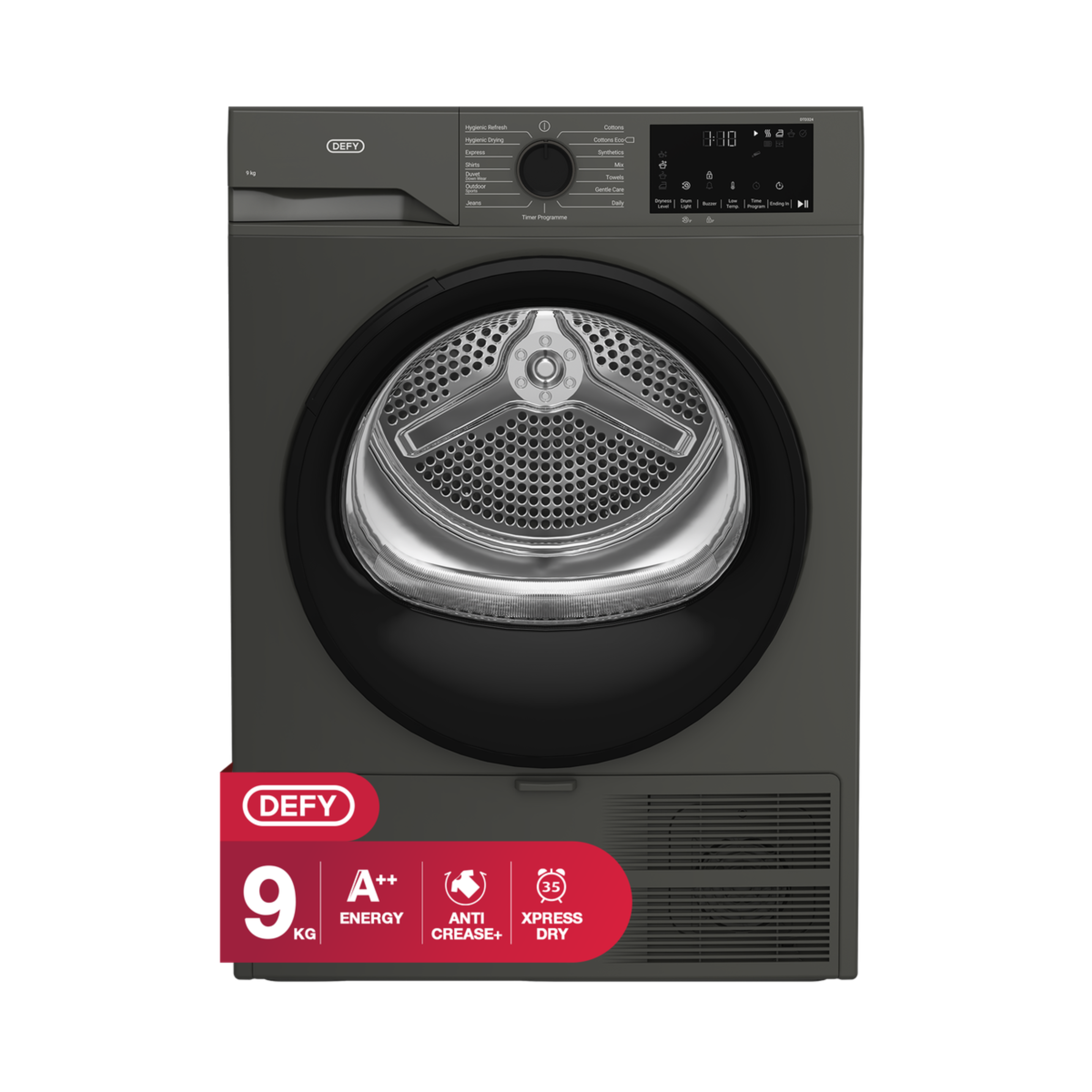 Defy 9Kg Heat Pump Tumble Dryer - Manhattan Grey (DEMO, OPEN BOX, NO WARRANTY)
