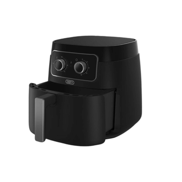 Black air fryer on a white background