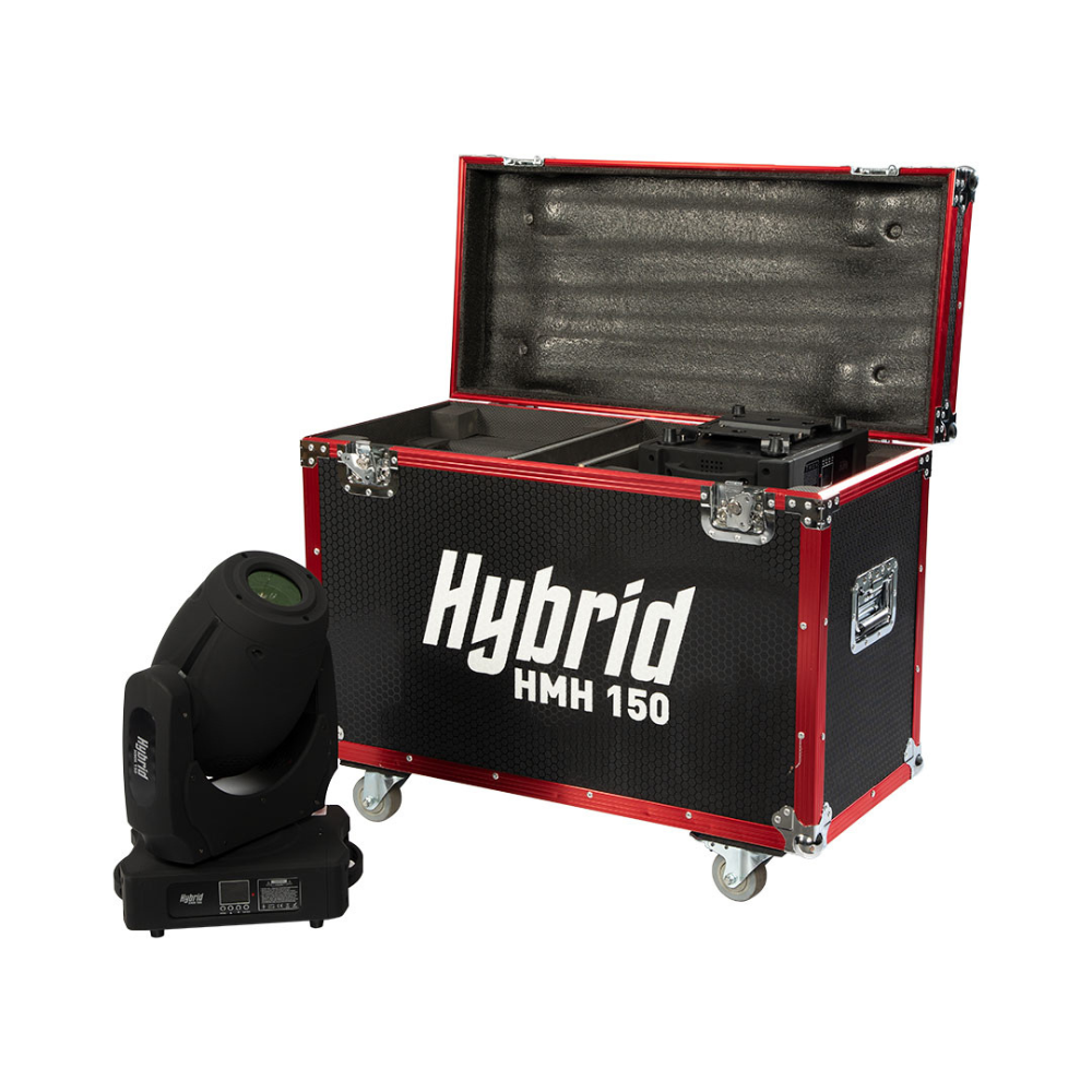 Black and red Hybrid HMH 150 light case with a spotlight on a white background