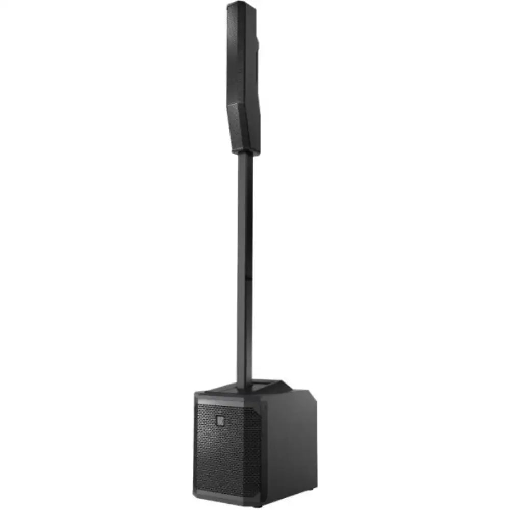 Black outdoor speaker on a white background