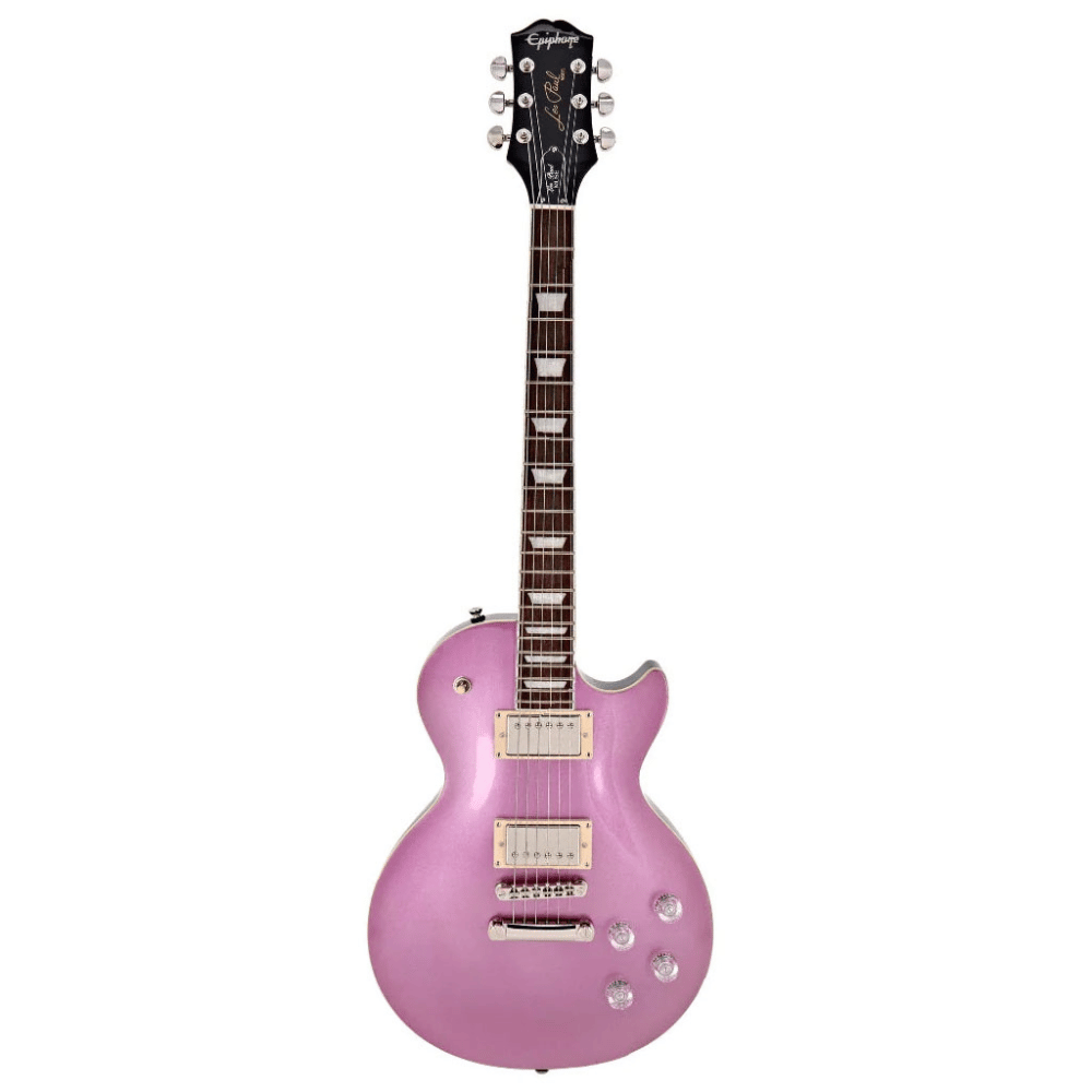 Blue electric guitar on a white background