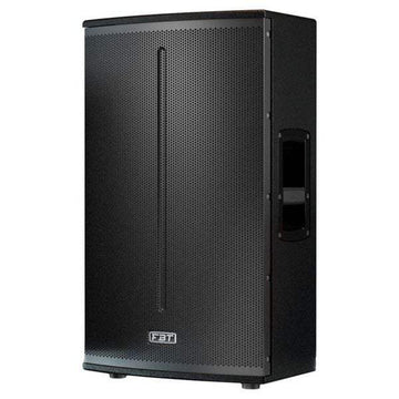 Black speaker with 'FET' branding on a white background