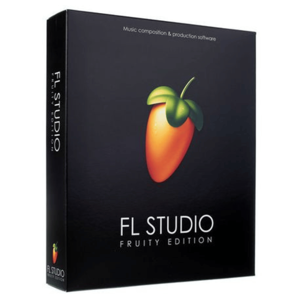 FL Studio Fruity Edition software packaging on a white background
