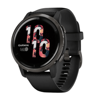 Garmin Venu 2 Smartwatch (45mm) - Slate Bezel with Black Case Silicone Band (DEMO, OPEN BOX, NO WARRANTY)