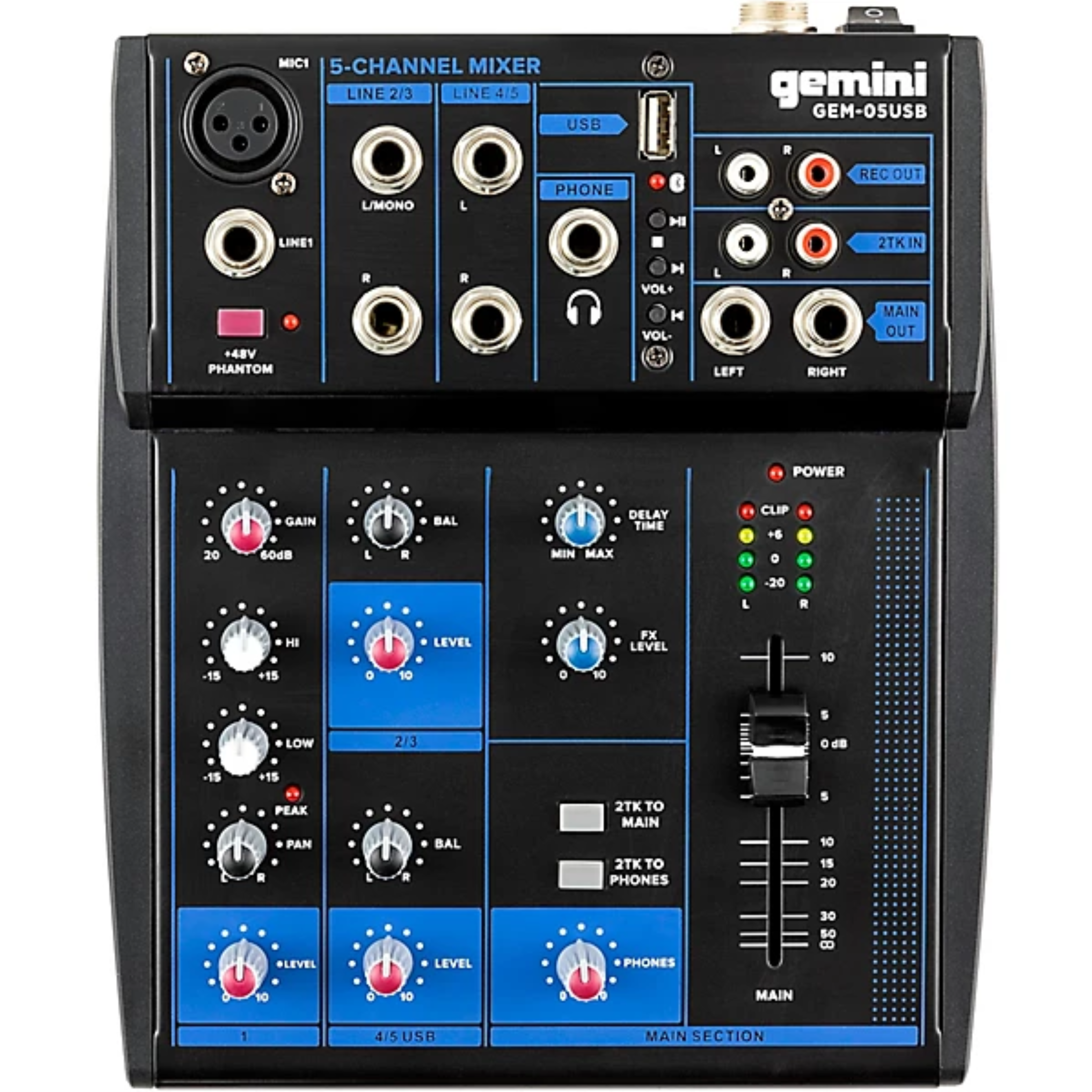 Gemini GEM-05USB 5 Channel USB mixer with Bluetooth