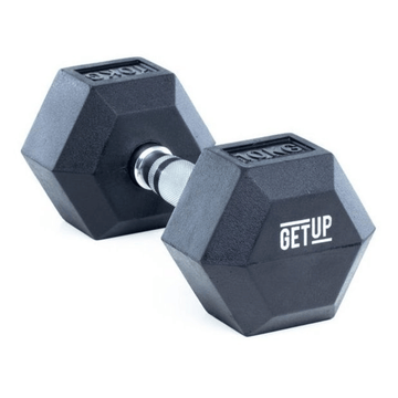 GetUp Rubber Hex Dumbbell - Various Weights - 20 kg (OPEN BOX, NO WARRANTY)