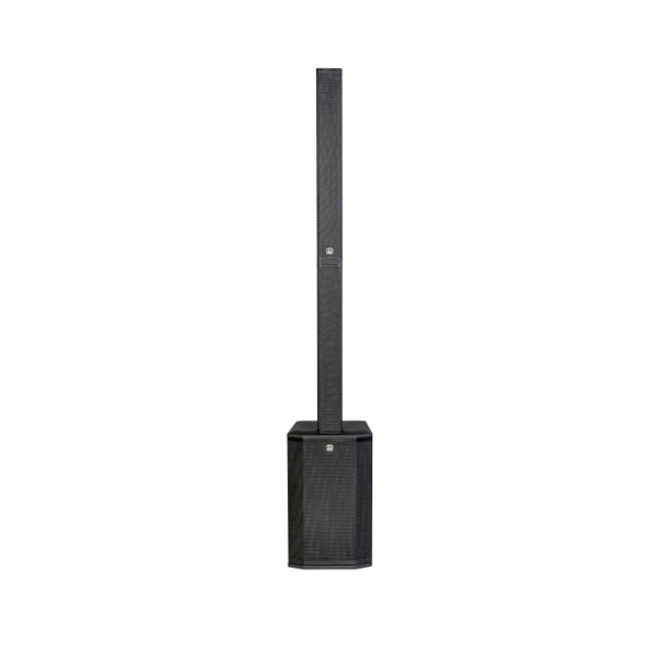Black outdoor speaker on a white background