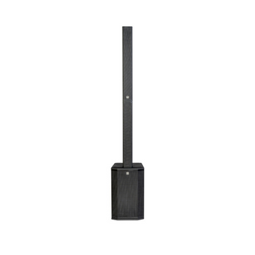 Black outdoor speaker on a white background