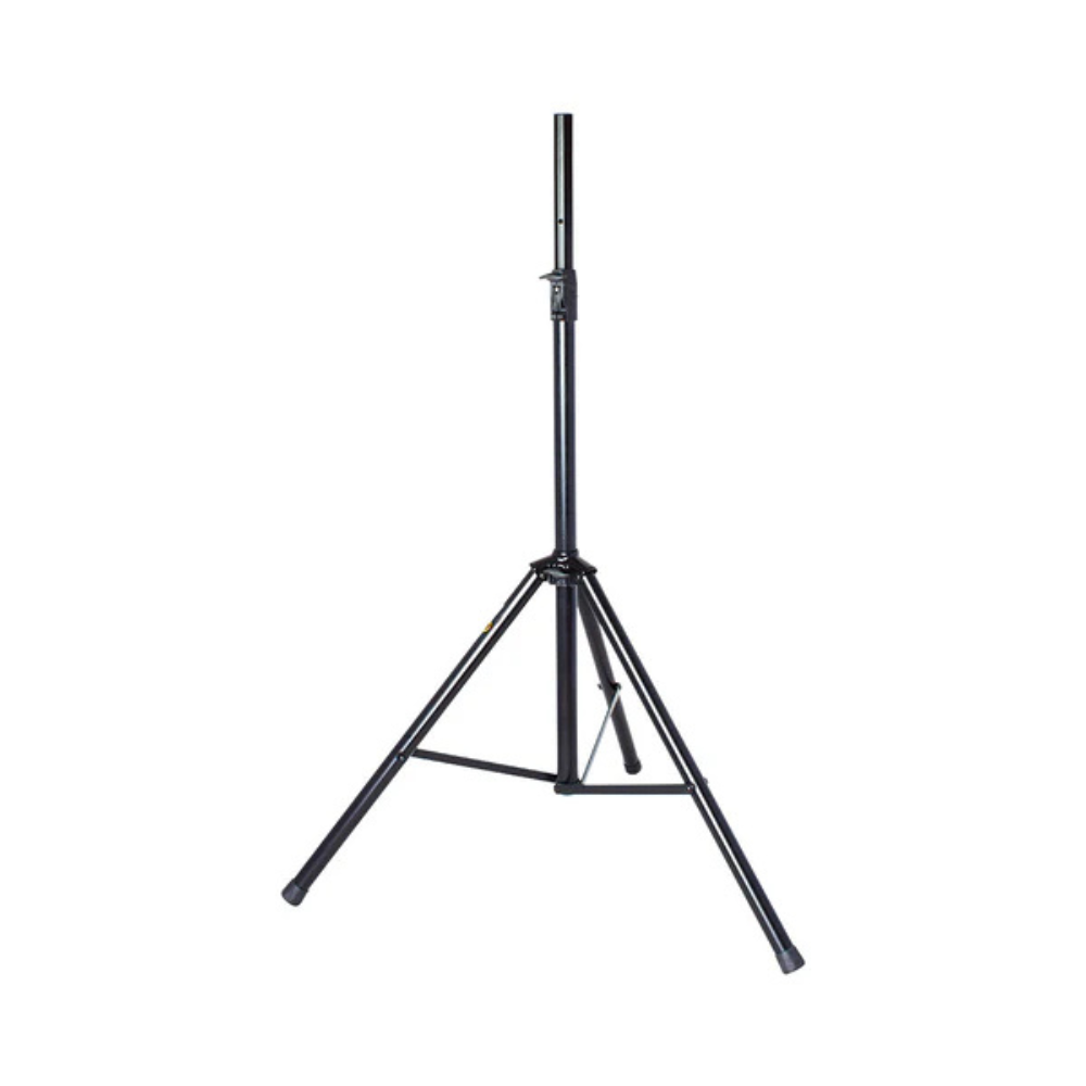 Black speaker stand on a white background