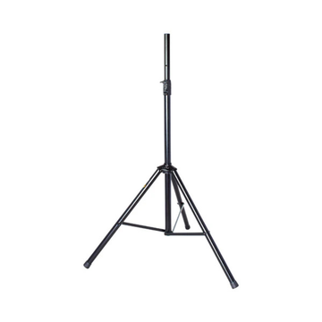 Black speaker stand on a white background