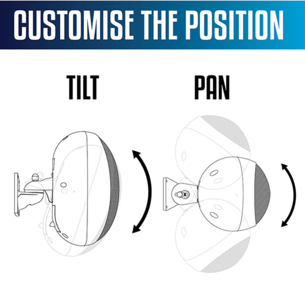 Diagram showing how to tilt and pan a device with text 'Customise the Position' at the top.