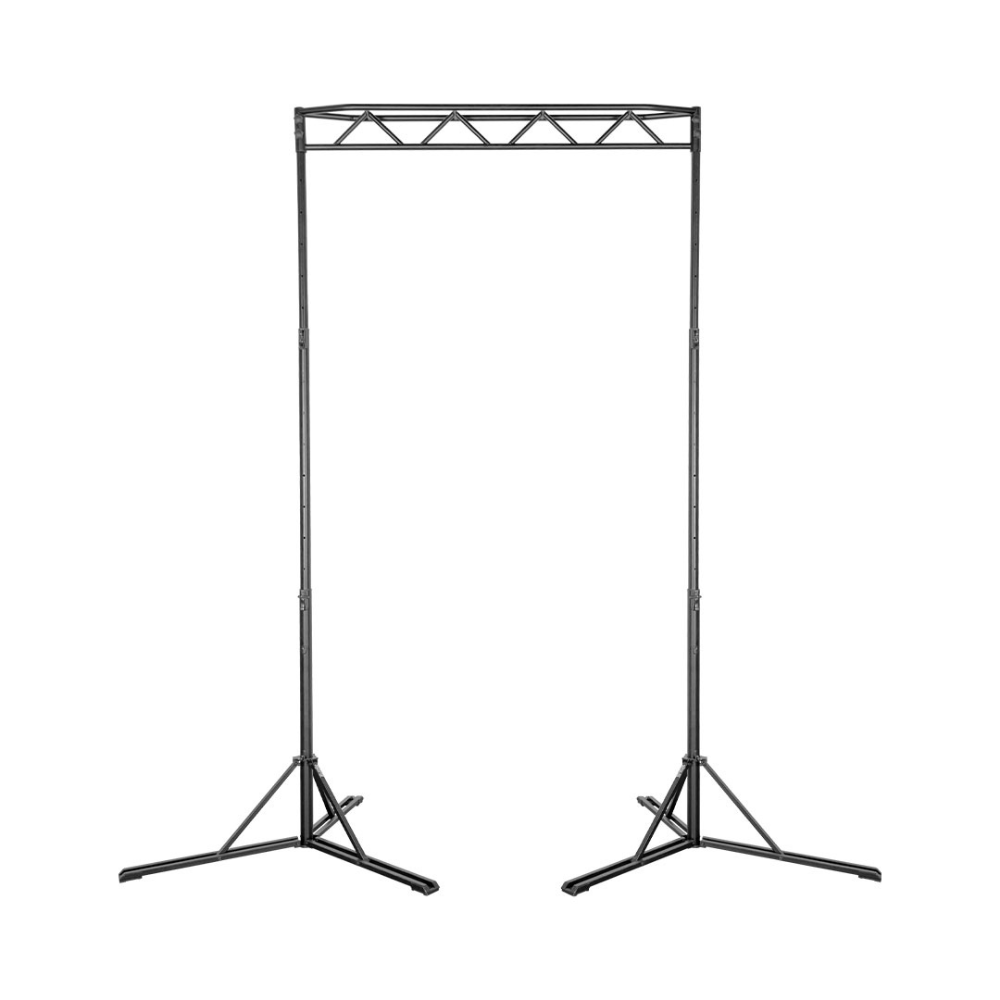 Black metal truss stand on a white background