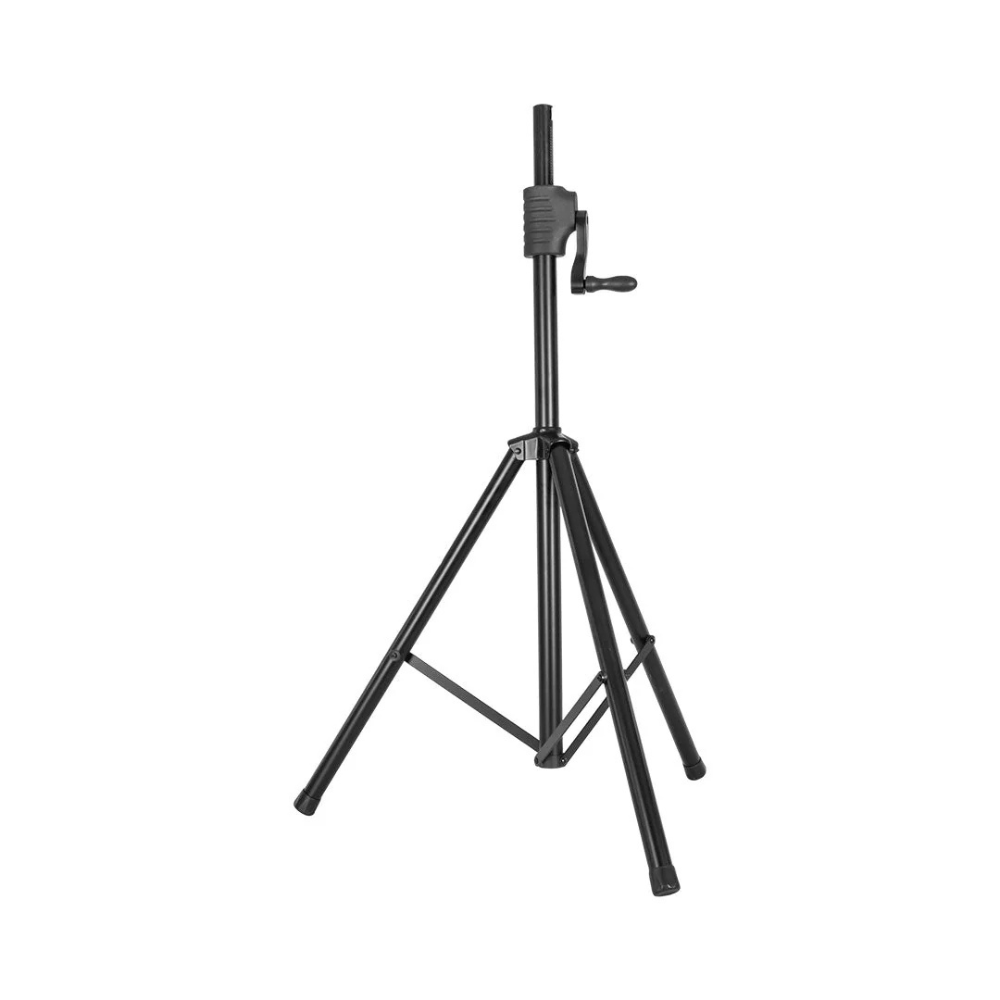 Black tripod stand on a white background