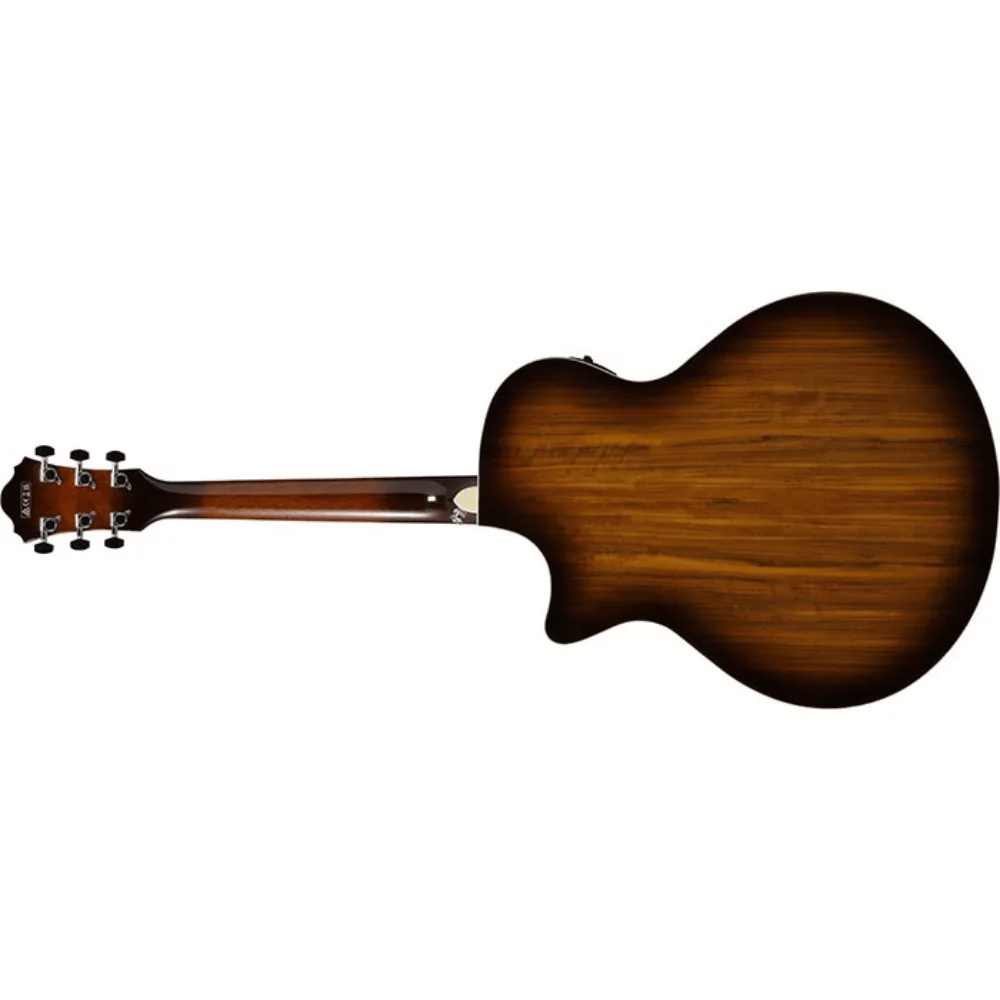 Acoustic guitar with a sunburst finish on a white background