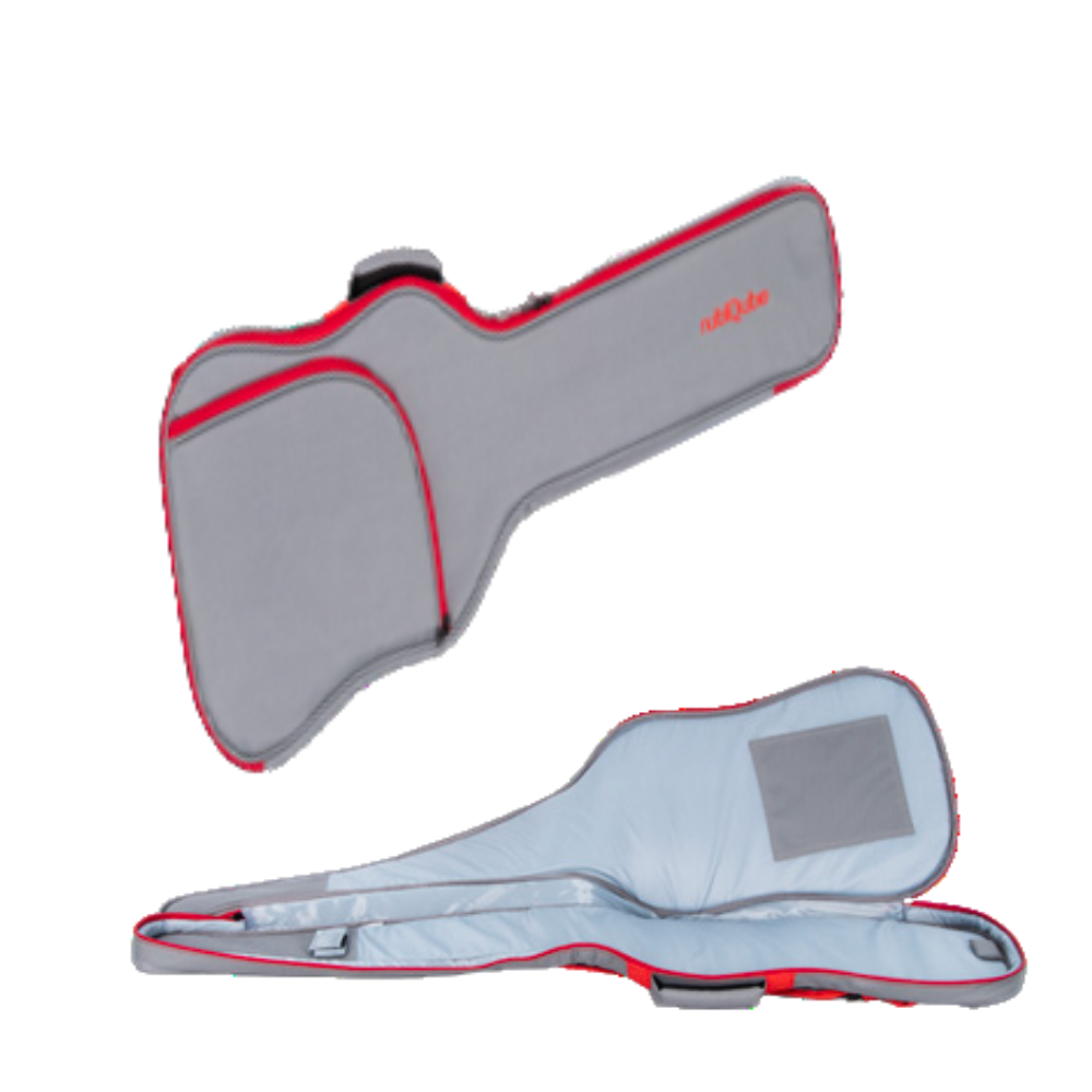 Gray and red protective gear on a white background