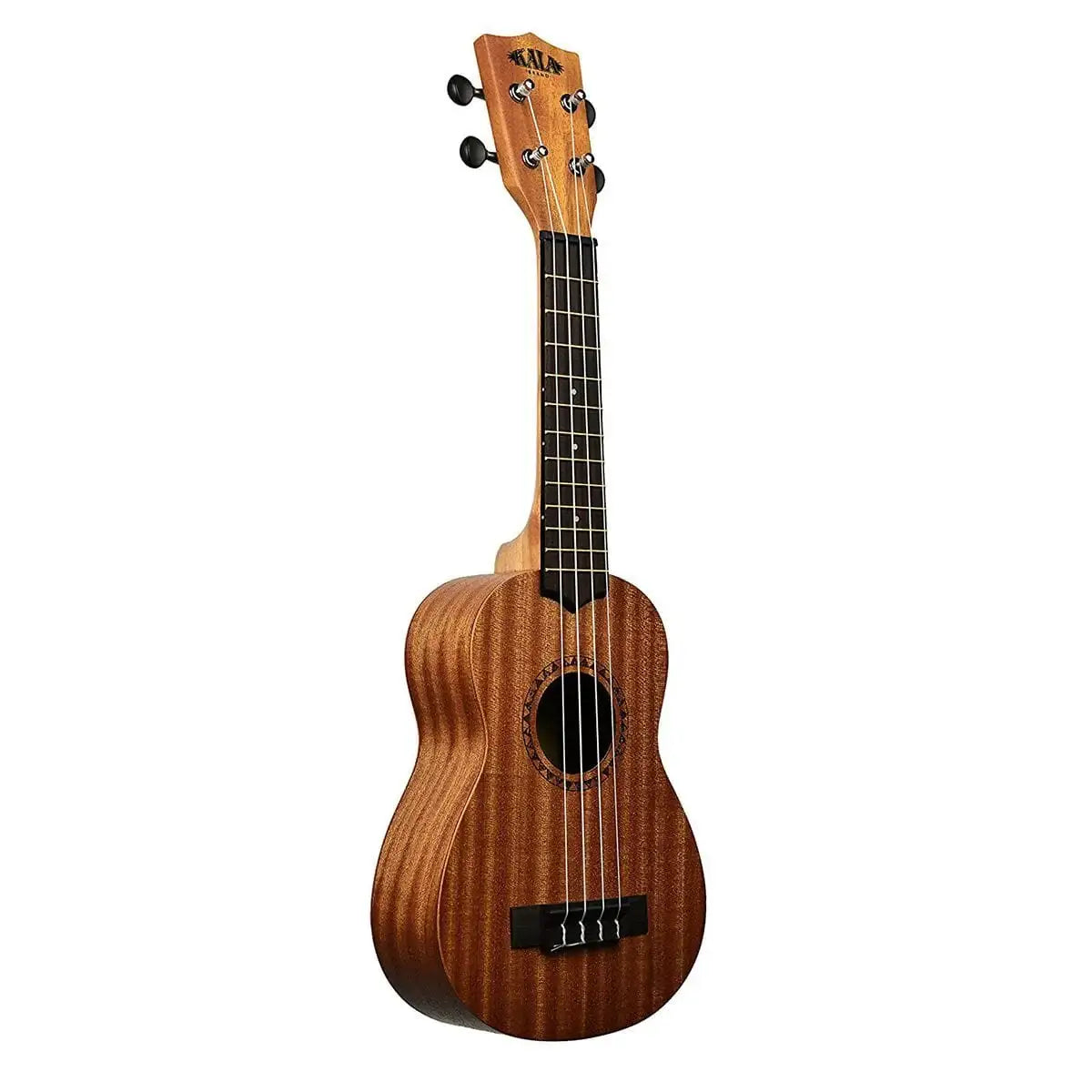 Brown ukulele on a white background