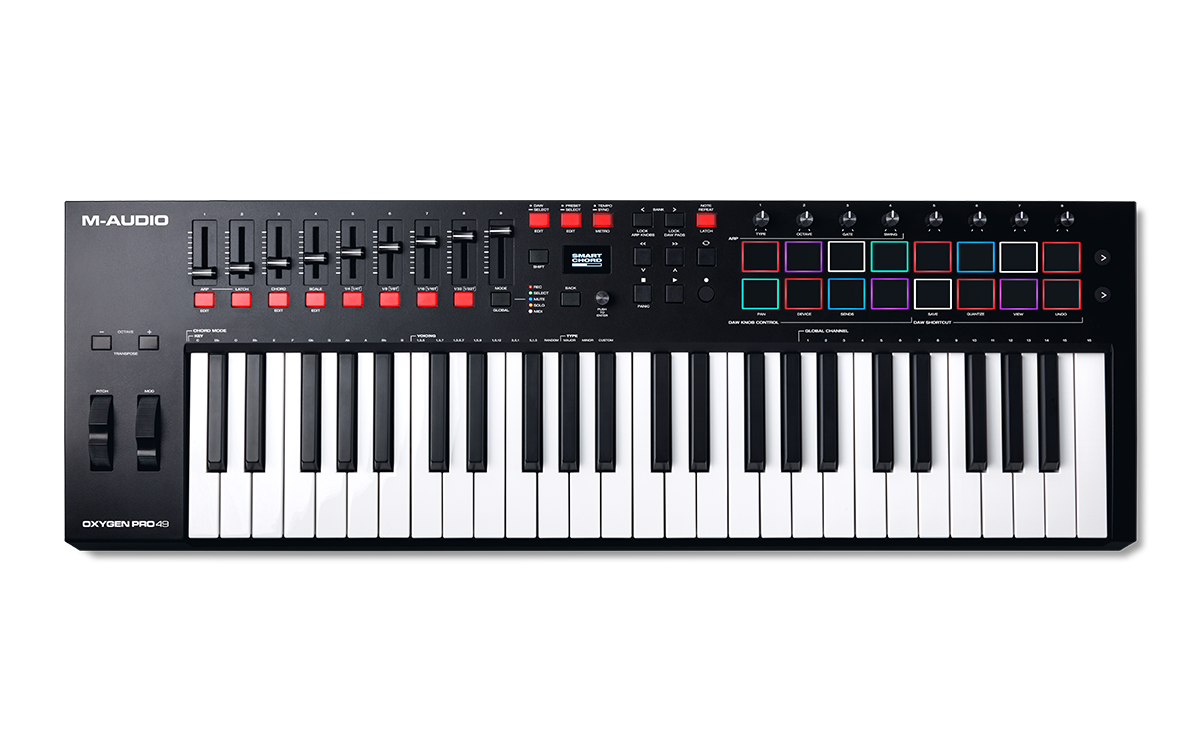 M-Audio keyboard controller on a white background