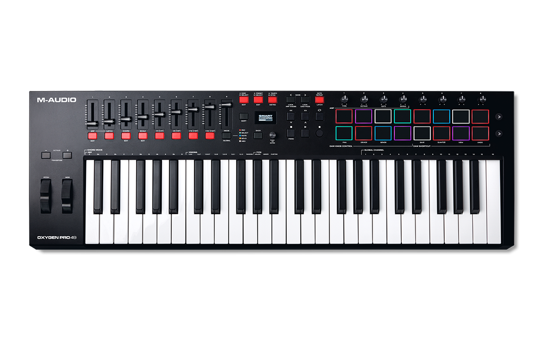 M-Audio keyboard controller on a white background