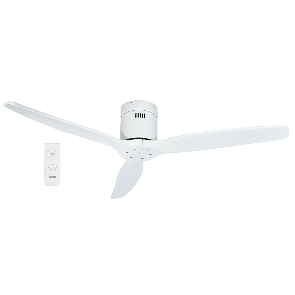 Matt White Ceiling Fan With Solid Wooden Blades (SECONDHAND, NO WARRANTY)