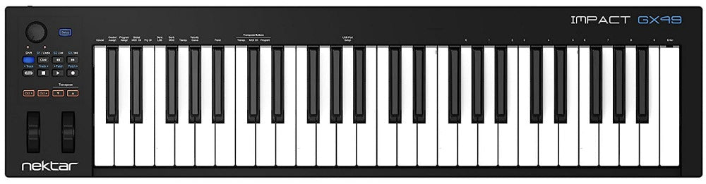 Keyboard controller with Nektar branding on a black background
