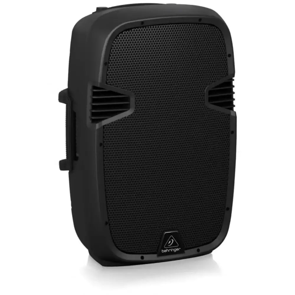 Black speaker with Behringer logo on a white background