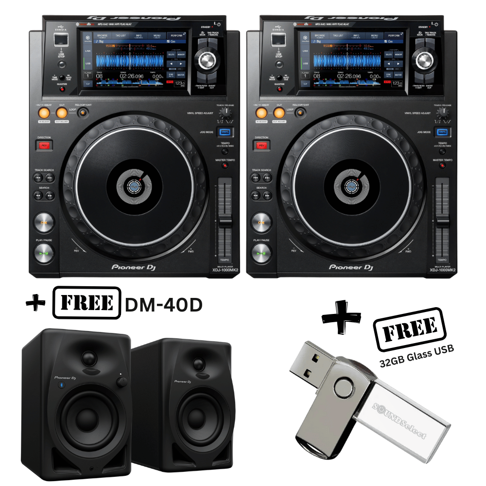 Pioneer XDJ1000 MK2 - PAIR (FREE PIONEER DM-40D BT & 32GB USB)