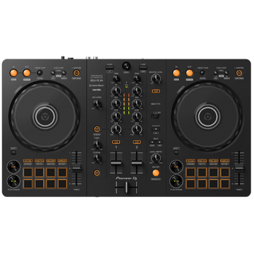 Black DJ controller with Pioneer logo on a transparent background