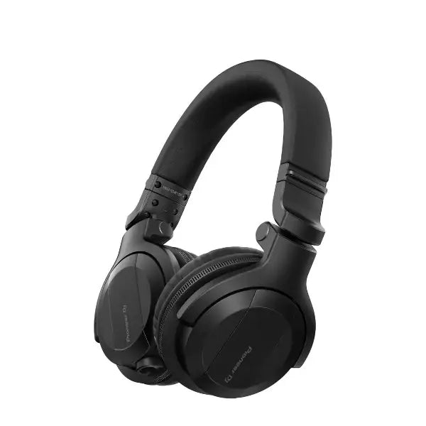 Black headphones on a white background