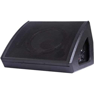 Black audio speaker on a white background