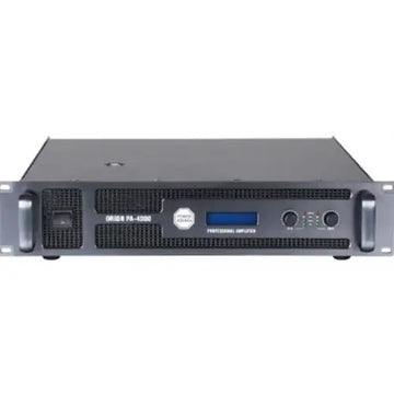 Professional audio power amplifier on a white background