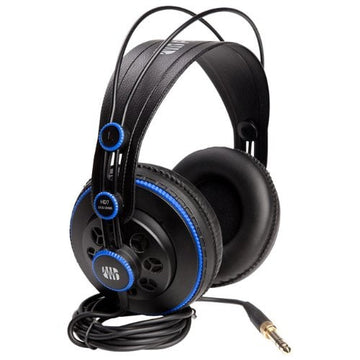 Black and blue headphones with a visible JBL logo on a white background