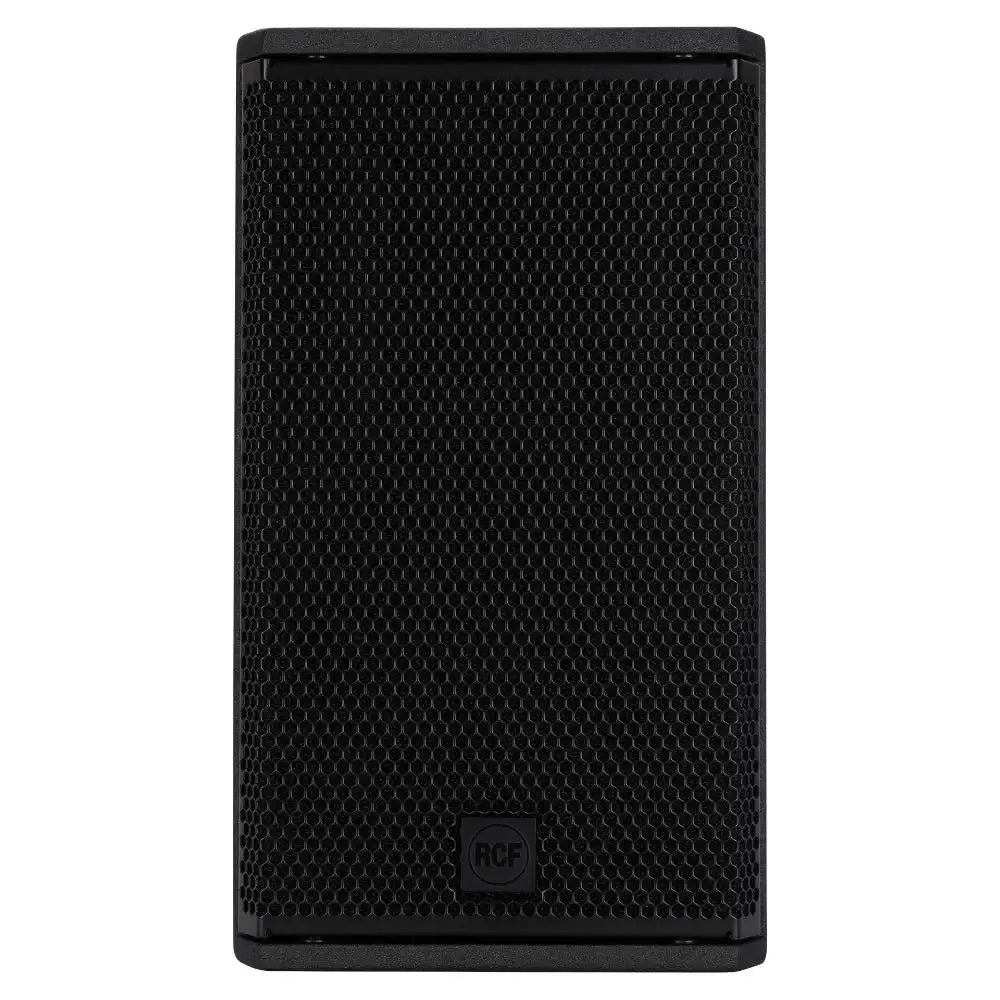 Black speaker with brand logo on a white background