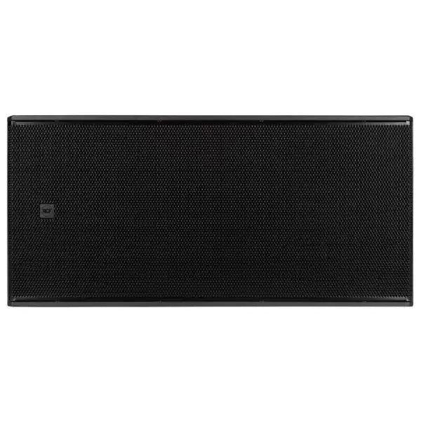 Black rectangular speaker on a white background
